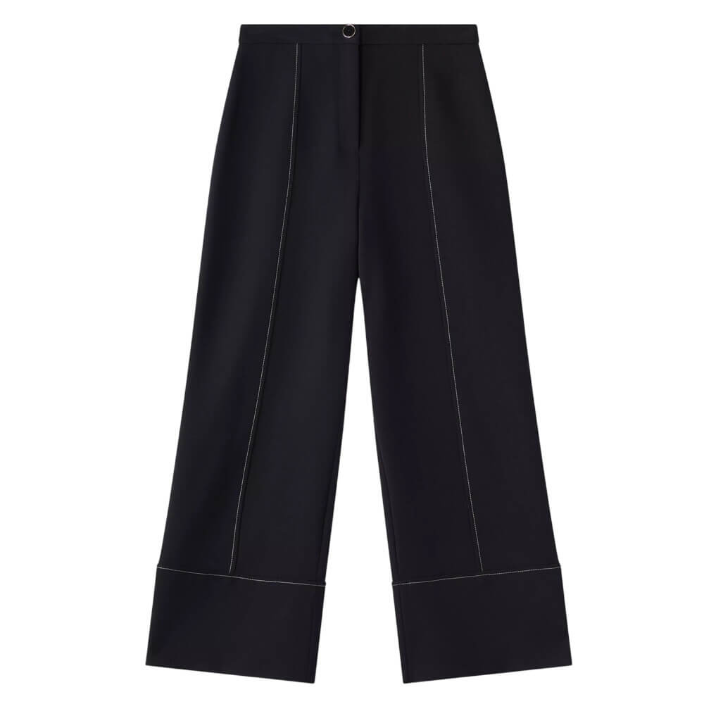 L.K. Bennett Eugine Navy Wide Cropped Trousers